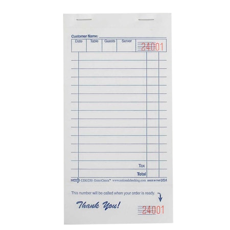 National Checking 3.5"x6.75" 1 Part White 13 Line Guest Check 100 Checks/Book, PK100 1200SP